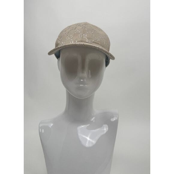 Women\'s Gucci Gardenia Silver Canvas Lame GG Monogram Rush Baseball Hat main image 5